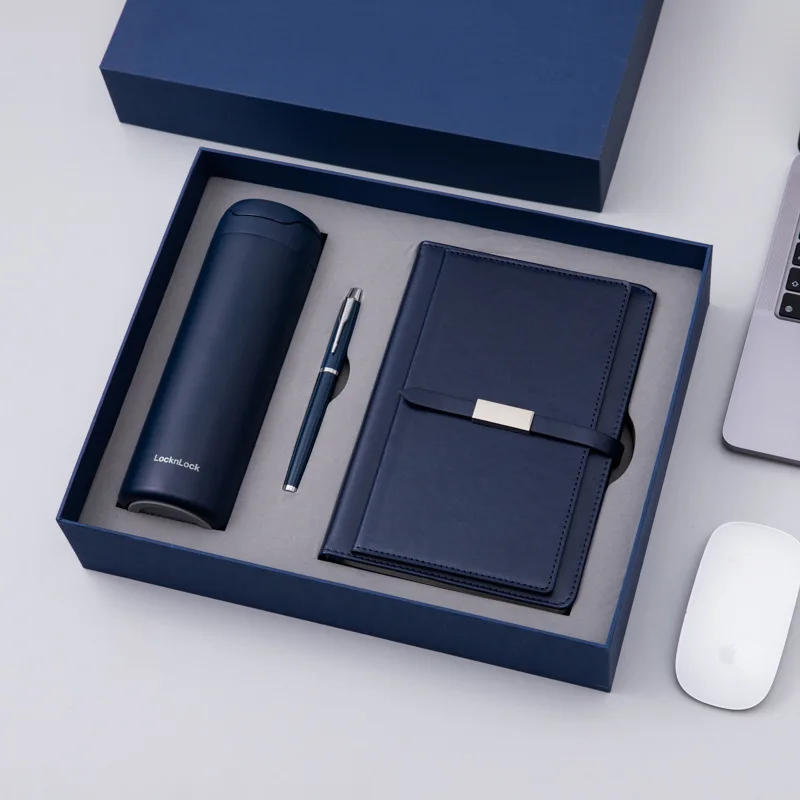 Office Work Products Corporate Business Luxury Gift Box Ideas A5 Notebook with Pen Thermos cup bounce cap Novelties Gift Set