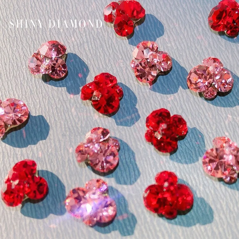 Chinese New Year China Festival Red Luxury Glass Diamond Rhinestone Nail Art Charms for Manicure Jewelry