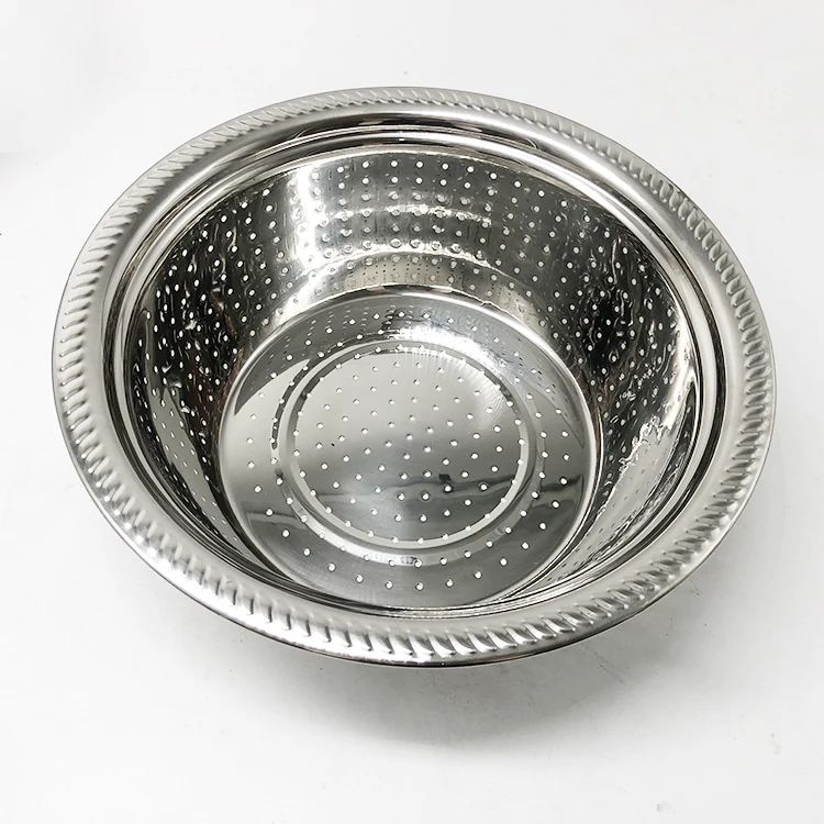 Hot Sale kitchen Accessories 201 Stainless Steel Strainer Rice Colander