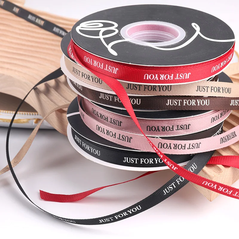 High Quality Custom Logo Just You Bouquet Ribbon Colorful Polyester Satin Ribbon For Gift Packaging