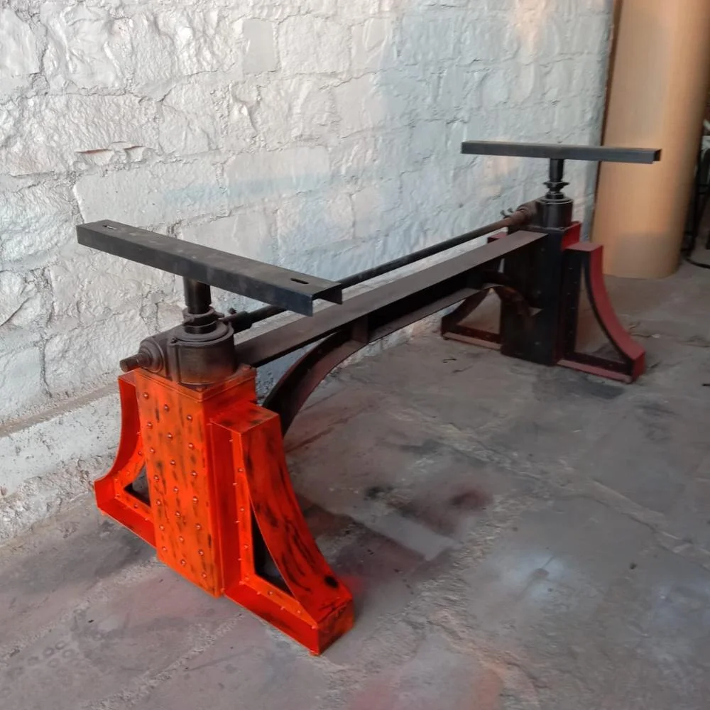 Industrial Red Bronx Hand Crank Dining Table Base Furniture Leg for Table Metal Iron Black Heavy Duty Powder Coated Vintage