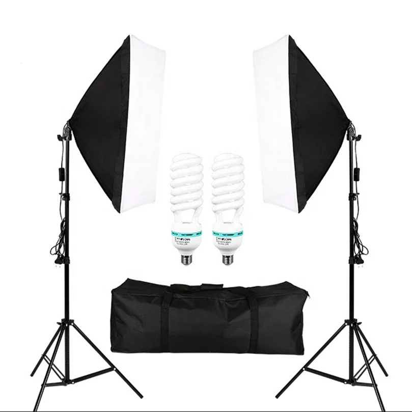 Takenoken Photography Photo Studio Accessories Softbox Lighting Kit 50x70cm with 2x Lamps For Video Recording Filming Podcast