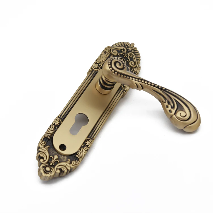 High Quality European style heavy duty full brass door lever handle door usage plate handle