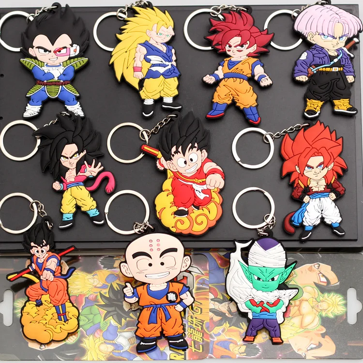 500 designs Japanese Double Side Figure Pendant Luffy Nami  Kakashi Sasuke PVC Rubber Keychain DBZ Rubber keychain