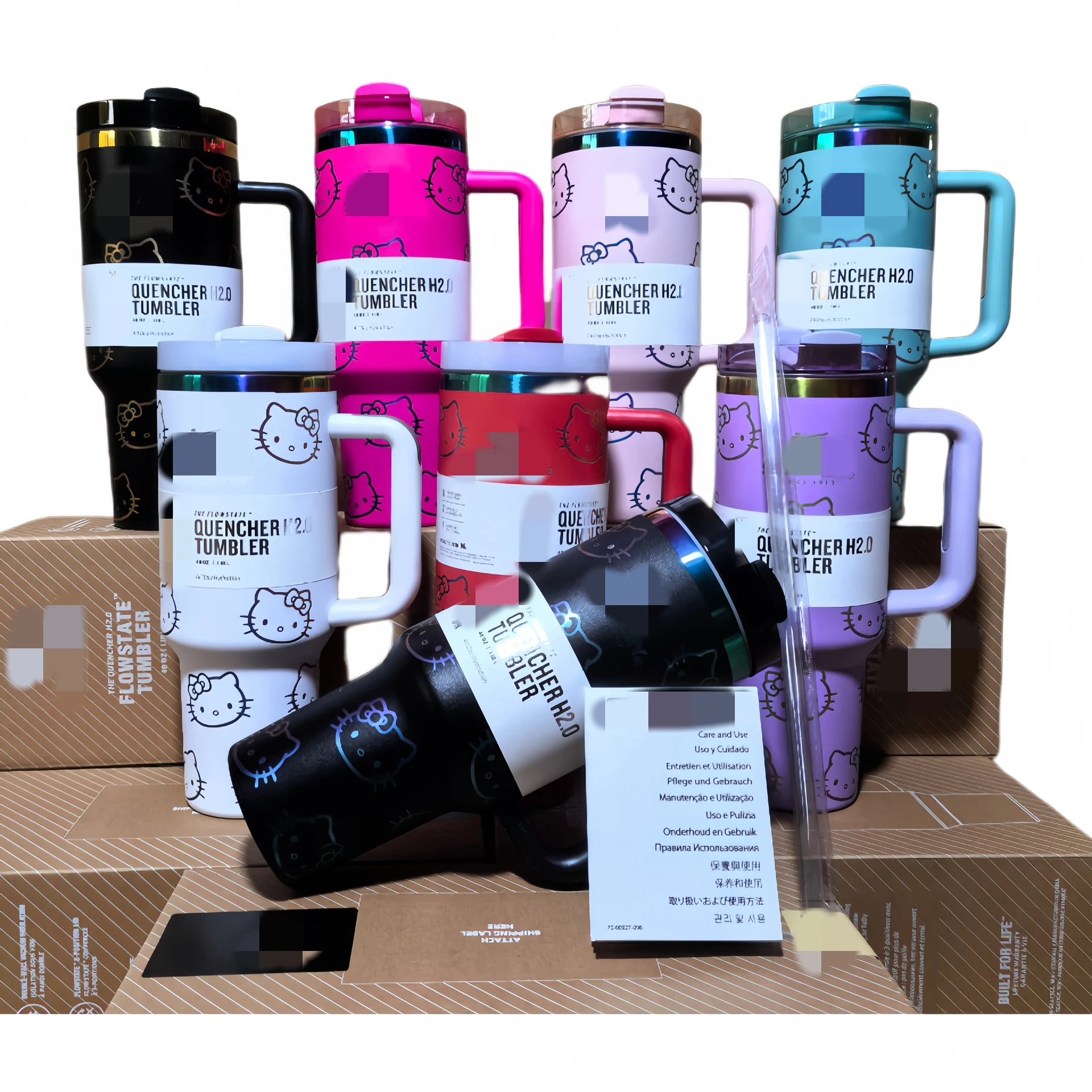 Botu 2024 Hot Selling 40oz Stan Termo Handle Water Cups 1200ml Insulated Winter Tumbler Water Cups Stainless Steel Straw Cup