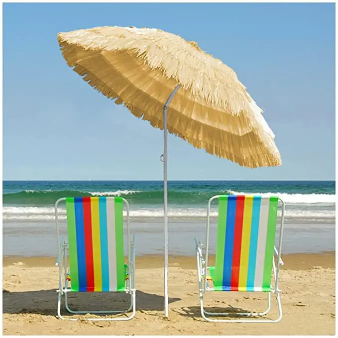 Fine Ocean  Patio Garden Umbrella Straw Sun Shade Boho Beach Umbrella Parasol