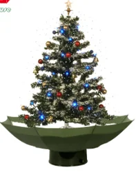 Umbrella Base Musical Artificial Classic High Quality Home Office Shop Decor Falling Snow Christmas Tree Lights