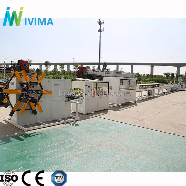 Ivima Steel Wire Insert Two Layer 20-63mm Silicon Core Plastic HDPE PE Pipe Making Machine Extrusion Line For Cable Protecting