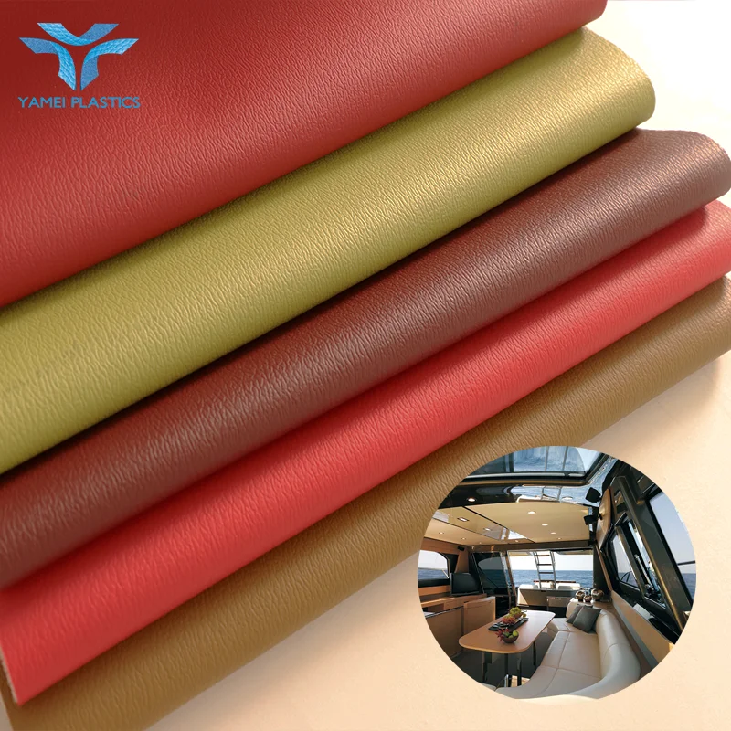 Wholesale Latest Design Luxury Soft Smooth Atlas Faux Leather Synthetic Artificial Vinyl Leather Fabrics for Marine