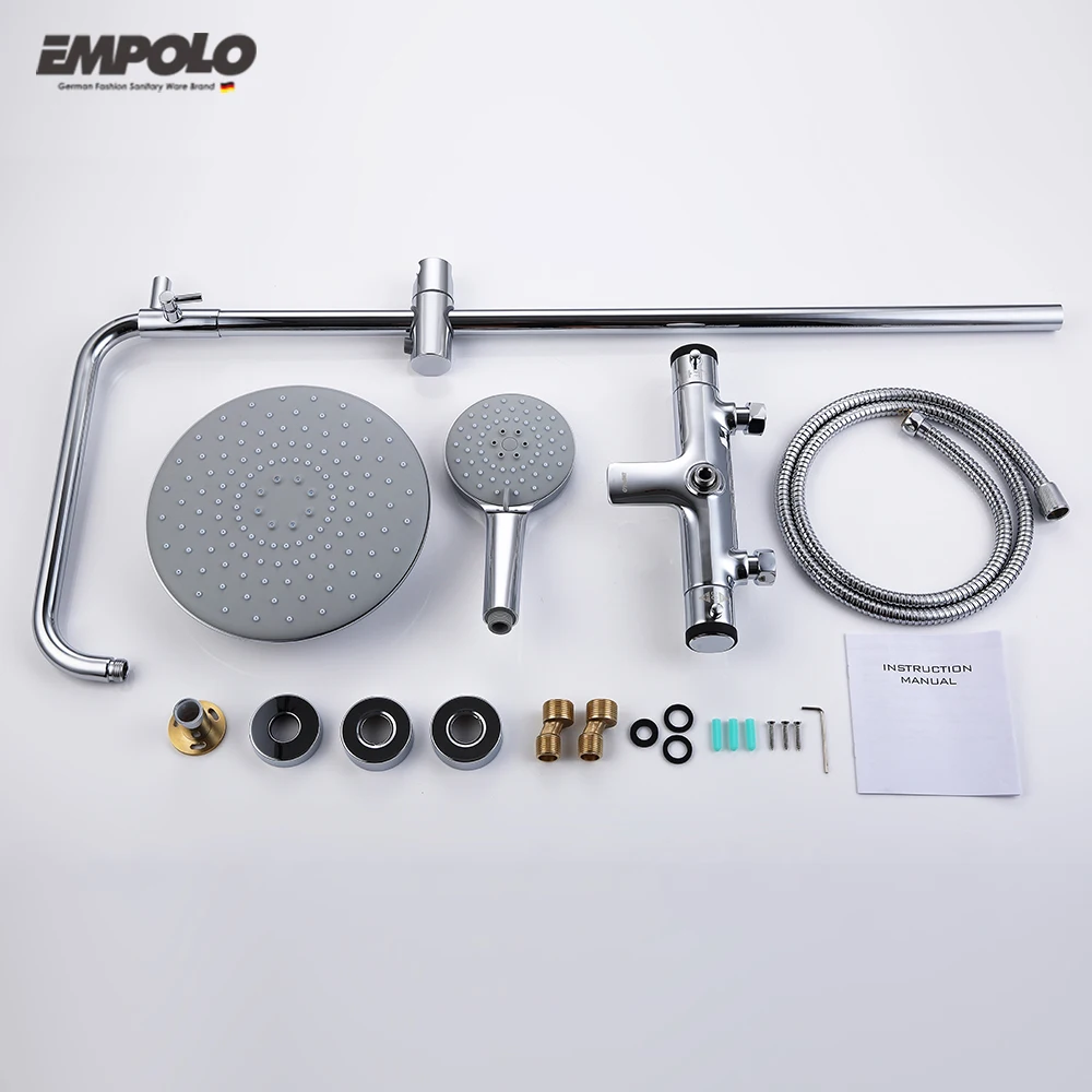 Exposed Thermostatic Shower Set Brass Sanitary Ware Bathroom Hotel Tap Mixer Shower