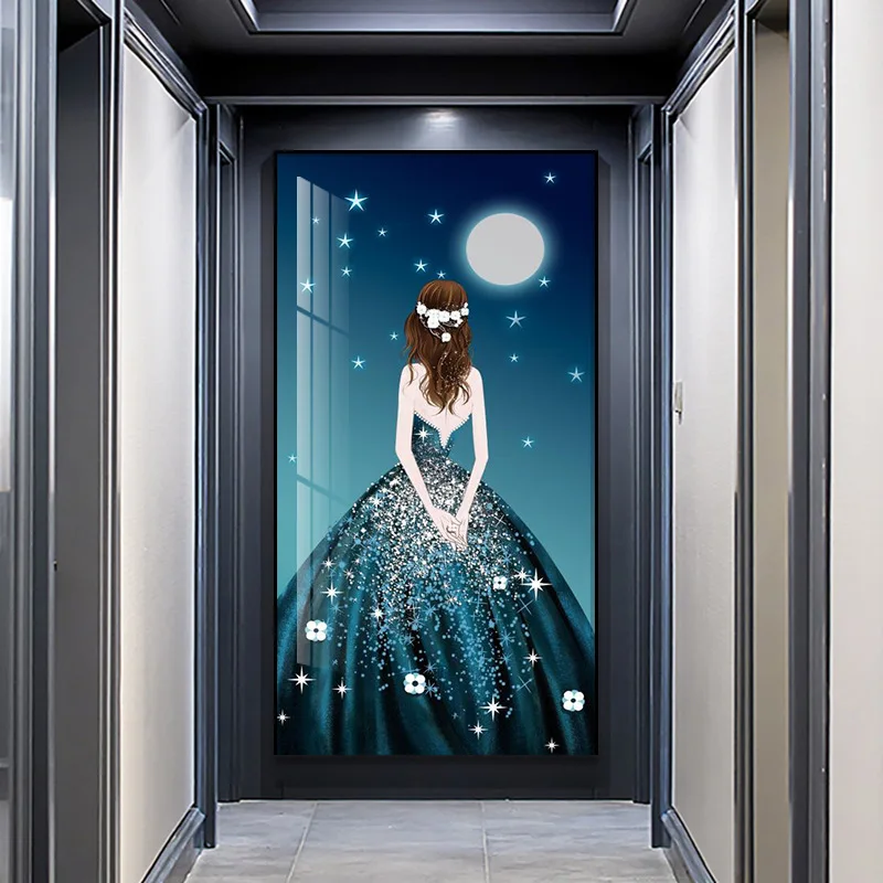 3D Diamond Beauty Sexy Elegant Girl Canvas Art Prints Crystal Porcelain Painting for Home Living Room