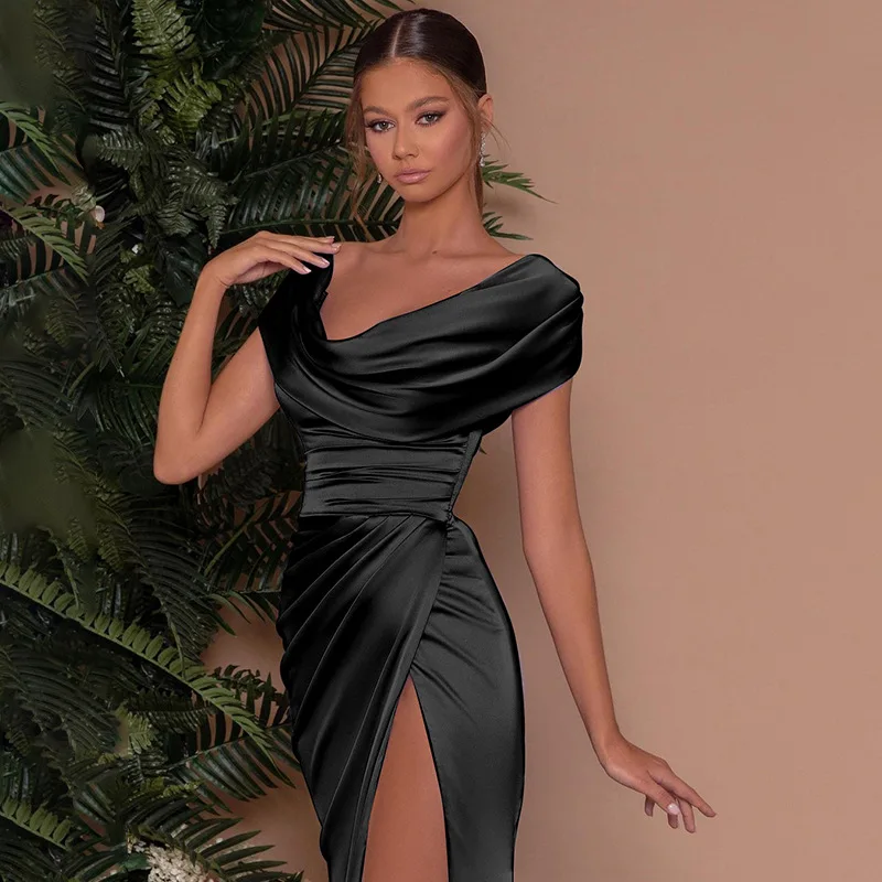 2022 Dinner Night Fashion elegant slit long dress V neck  floor length Woman Ladies Party Bodycon Evening Dress