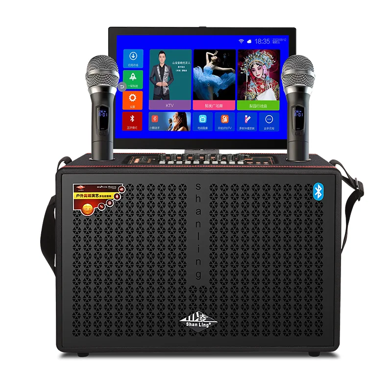 New 2023 Powered Active Outdoor Karaoke 10 Inch Speaker Stereo Wireless Screen Speaker Home Theatre Watch Movie Smart Speakers