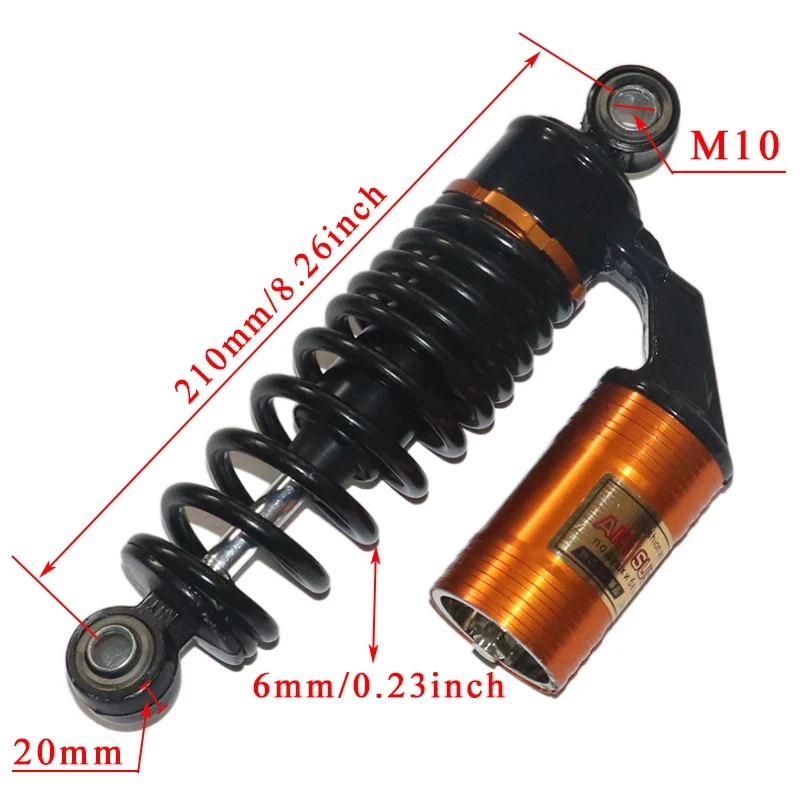 Decorative Airbag Rear Damping Spring 210mm Rear Shock Absorber for Citycoco Electric Bicycle Scooter