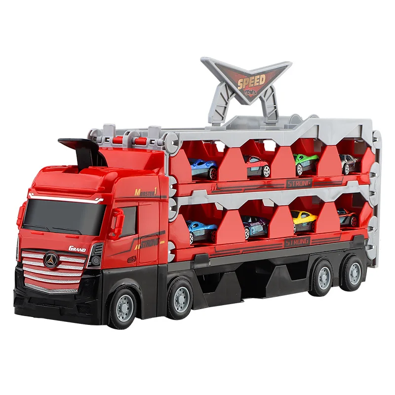 Boys Gift Toys Truck 207CM Ejection Railway Storage Truck Cars Racing Alloy Plastic ABS Big Transform Folding with 8 Pcs 60 Pcs