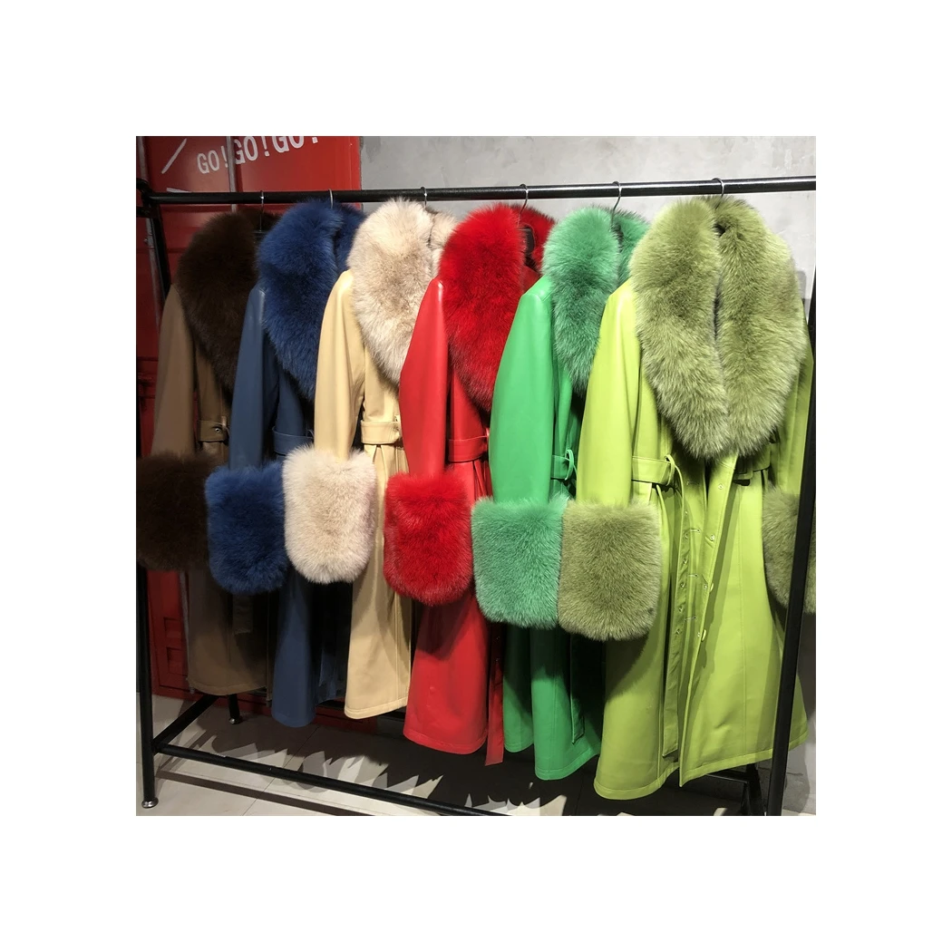 New Hot Winter Ladies Custom Real Fox Fur Collar Luxury Woman Real Fur Coats