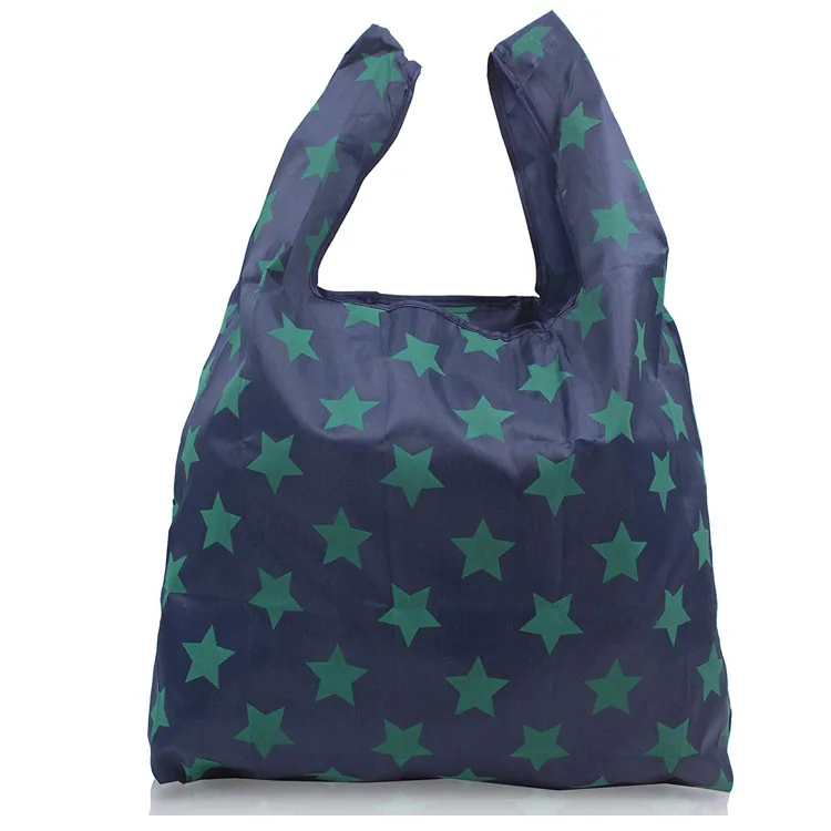 Manufacturers selling eco friendly shopping bag stripe  folding vest bag pattern custom supermarket polyester bag