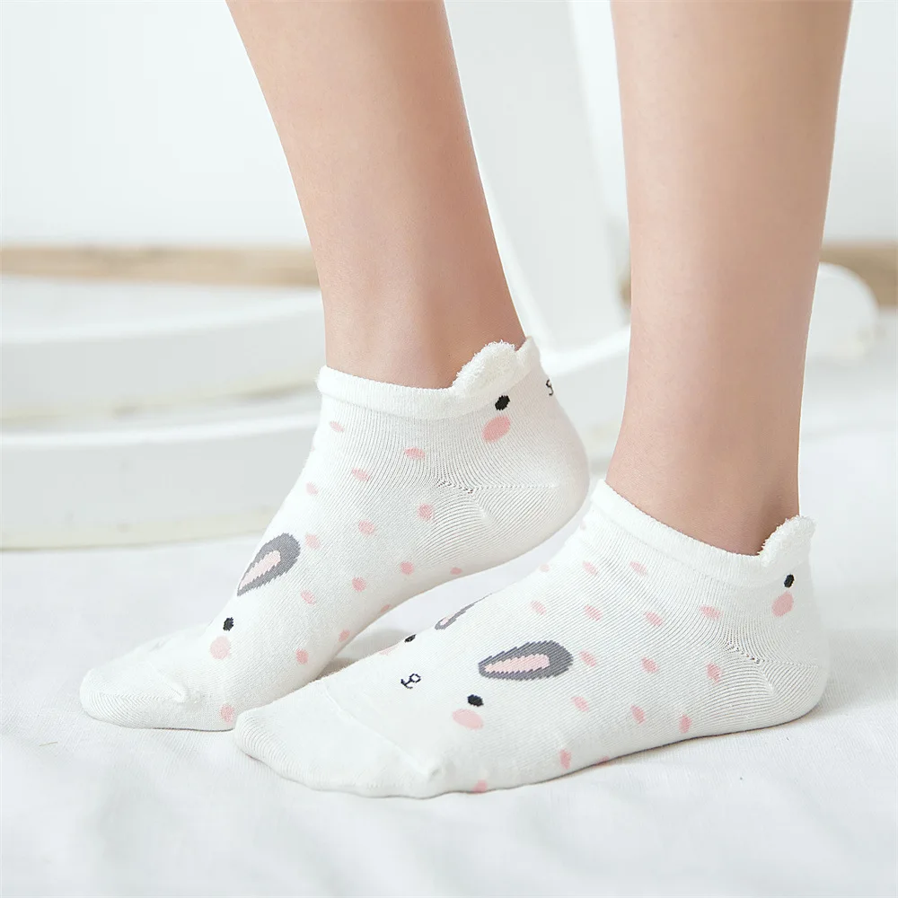 2022 Fashion Socks New Spring Cotton Cartoon Invisible Socks Cute Candy Color Ankle Boat Socks