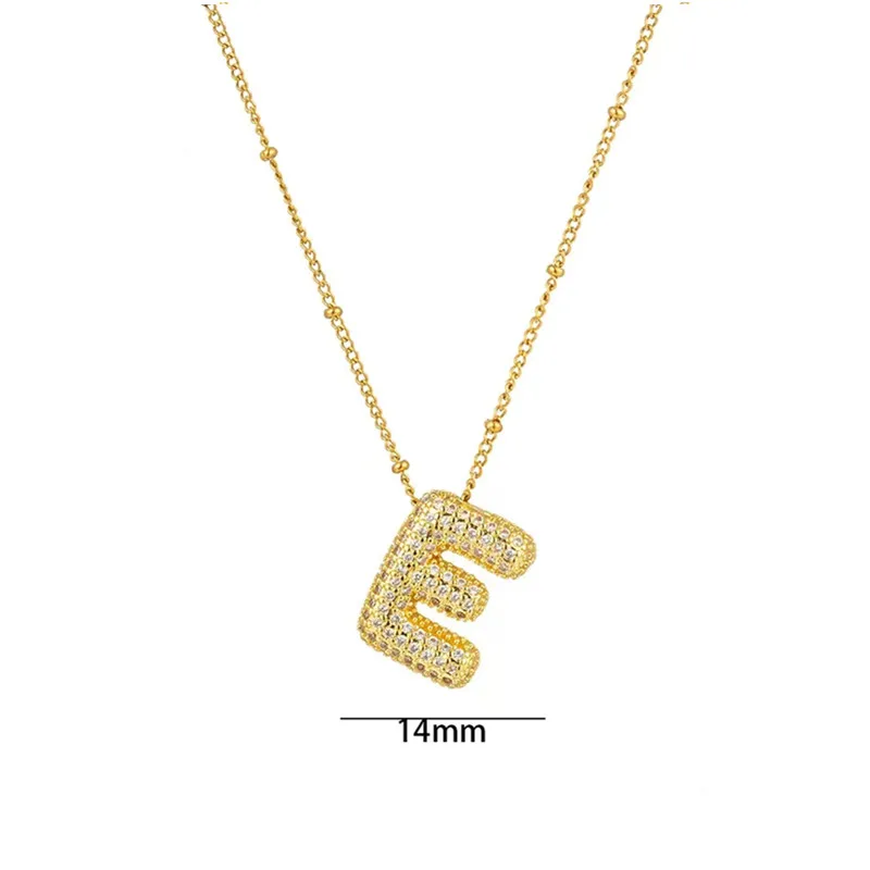 Stainless Steel Name Alphabet Necklace Ice Out Initial A~Z Cubic Zirconia Bubble Letter Charm Pendant Necklace