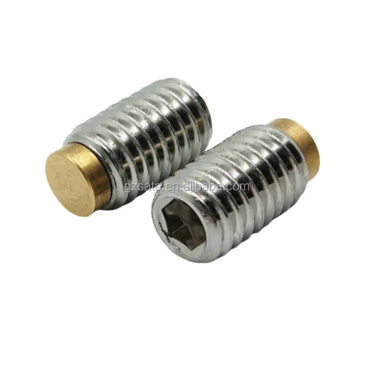 Customized Stainless Steel Hex Socket Thrust Screws with Brass Pad
