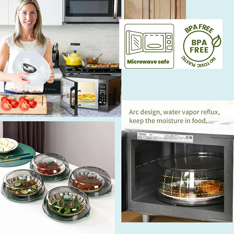 Custom Bpa Free Dustproof Anti-Splatter Stackable Round Large Platter Microwave Dish Lid Insulation Fresh Keeping Food Cover