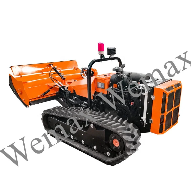 Rubber Crawler Robot diesel Self Propelled Garden Remote Control grass cutter slope Lawn Mower with rubber tracks