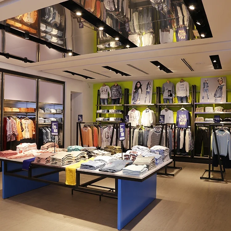 Customization multifunctional  retail wall display clothing shelves for shop Display Racks for clothing stores clothing rack