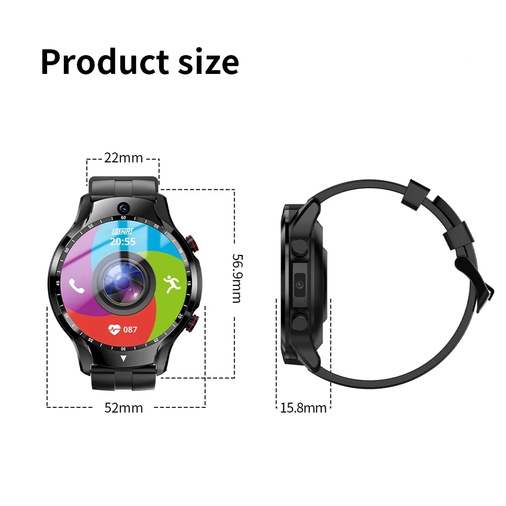 LOKMAT APPLLP 5 Android Smart Watch 4G Network Wifi GPS Relogio Inteligente Dual Camera 4G+128G Storage Watch for Men Phone