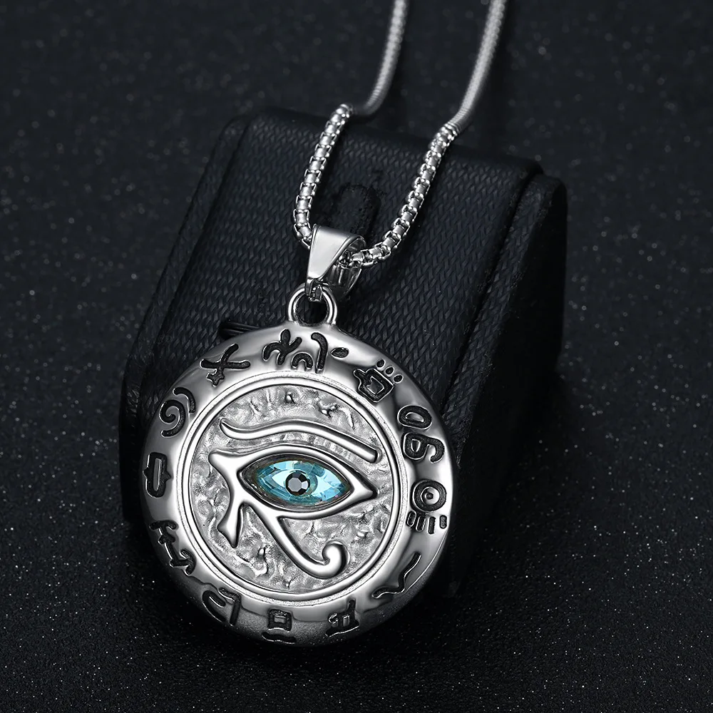 Ancient Egyptian 18K Gold Plated Silver Stainless Steel The Eye Of Horus Jewelry Necklace Medallion Charm Pendant