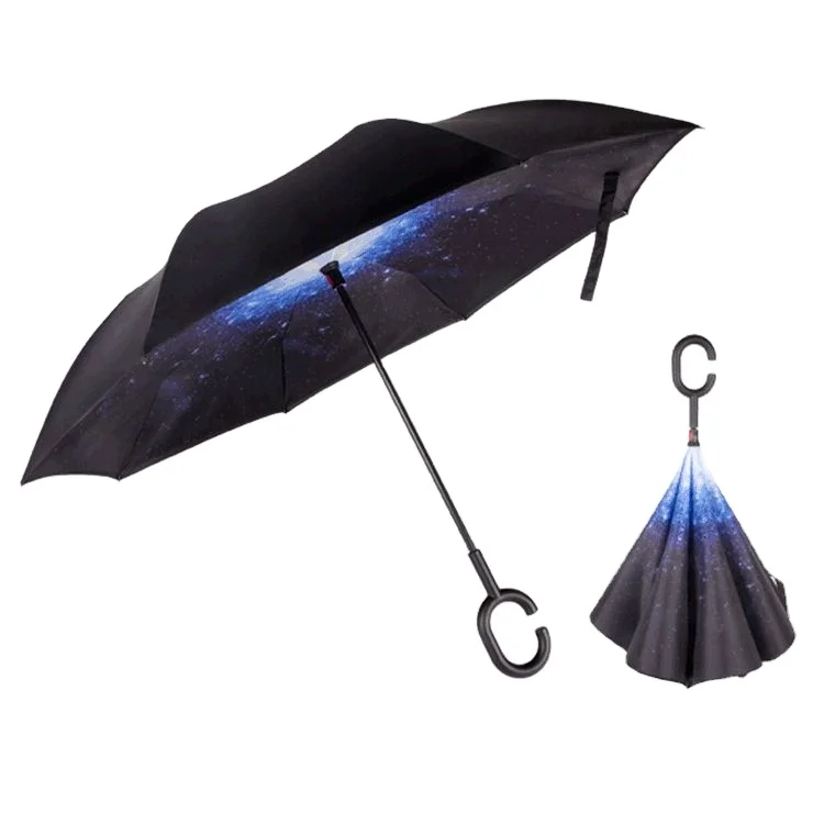 Custom flower pattern double layer windproof wholesale reverse inverted customize inside print umbrella for car