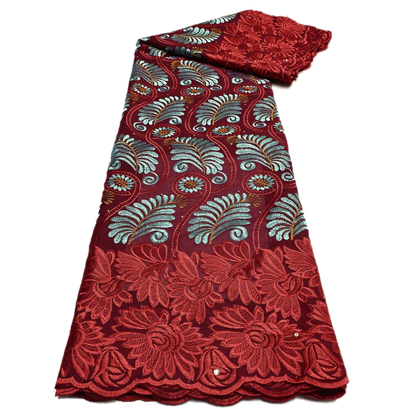 NI.AI High Quality 100% Cotton Lace Fabric African Cord Lace Embroidery Swiss Voile Lace Lafaya For Wedding Dress