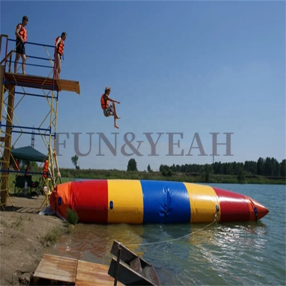 Lake sport Game PVC floating jump pillow inflatables waters catapult  inflatable water blob