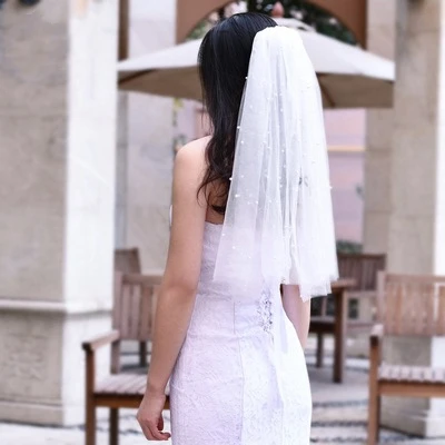 Jachon 2-х уровневые свадебная фата длина по талии Короткие Свадебные вуали Элегантные Простые Свадебные вуали, для невесты, с фатиновой юбкой, с расческой