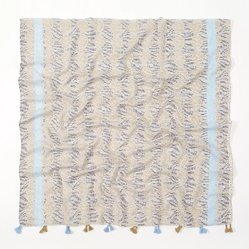Wholesale Light Weight Printed Malaysia Scarves Headscarf Shawl Viscose Hijab Scarf With Tassel For Women