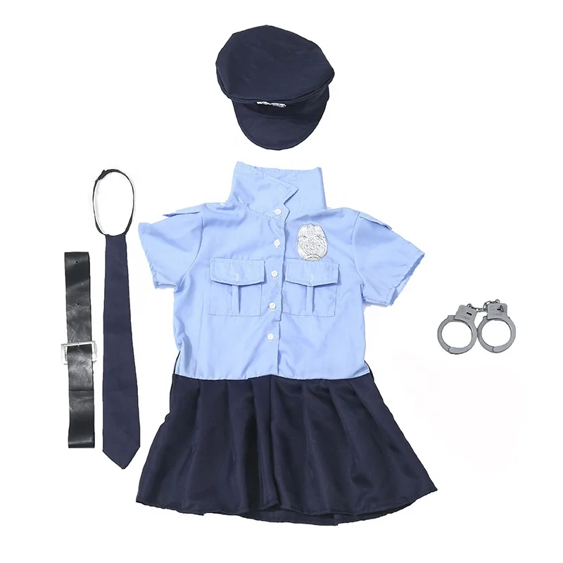 Dress up Police Costume for Girls - Cop Costume for Kids - Includes: Dress, Hat,Tie,Belt
