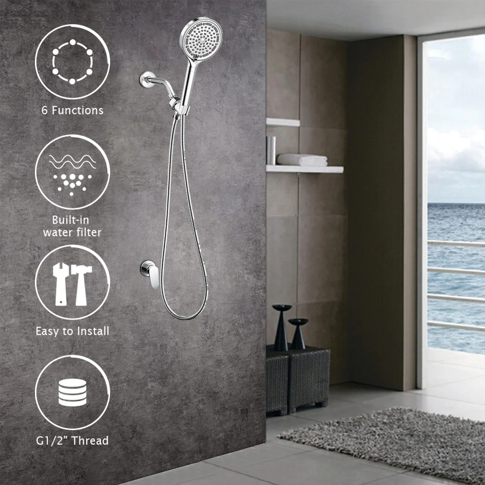 Powerful Pressurized Filter Hand Shower Negative Ion Filter Spray Shower Head For Chlorine