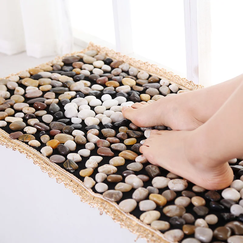 Outdoor Floor Tiles Mat Pebble Stone Mosaic Tiles Pebble Stone Mats For Massage