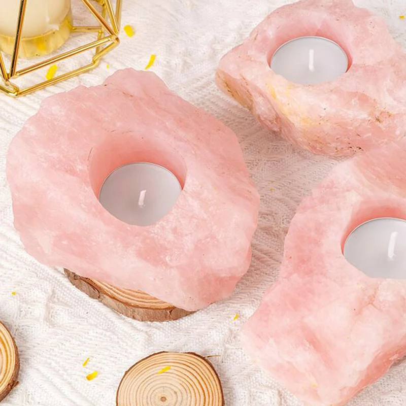 Customizable high quality natural crystal candle holder for desktop Christmas decorations