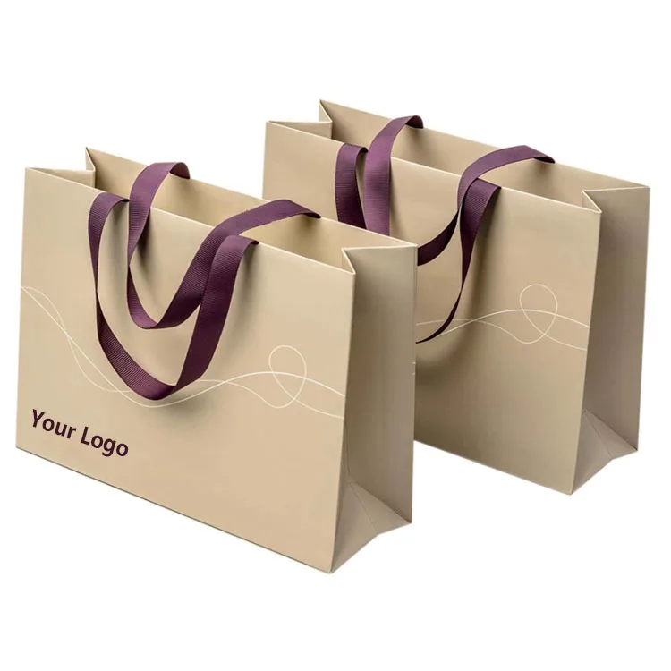Wholesale Custom Printed Logo Luxury Gift Paper Bag Retail Boutique Shopping Paper Bags With Your Own Logo