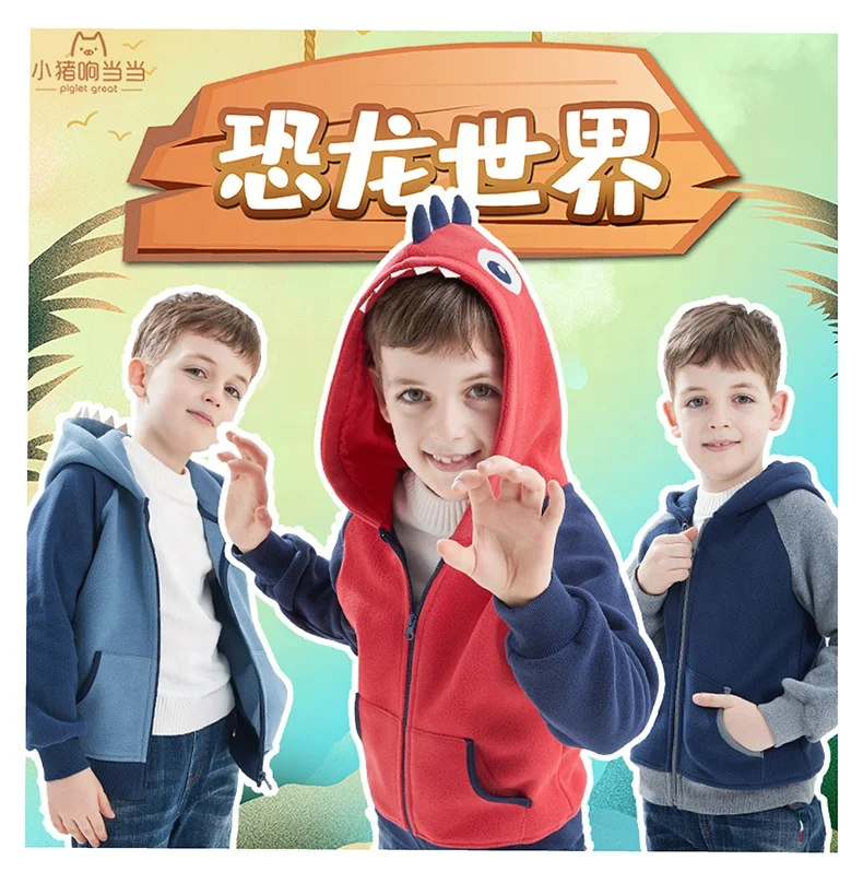 
Chinese supplier cute animal dinosaur style boys pullover casual hoodies 