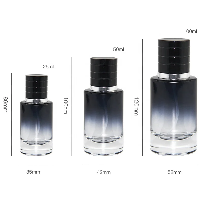 Wholesale Custom 30ml 50ml 100ml Black Oil Refillable Luxury Parfum Sample Spray Bottles Empty Glass Perfume Bottle Packaging