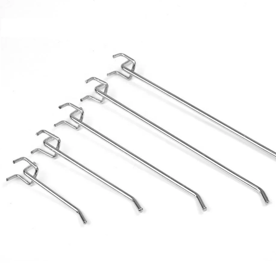 Chrome Finished Supermarket Metal  Display Hanging  Pegboard Hook for punched board
