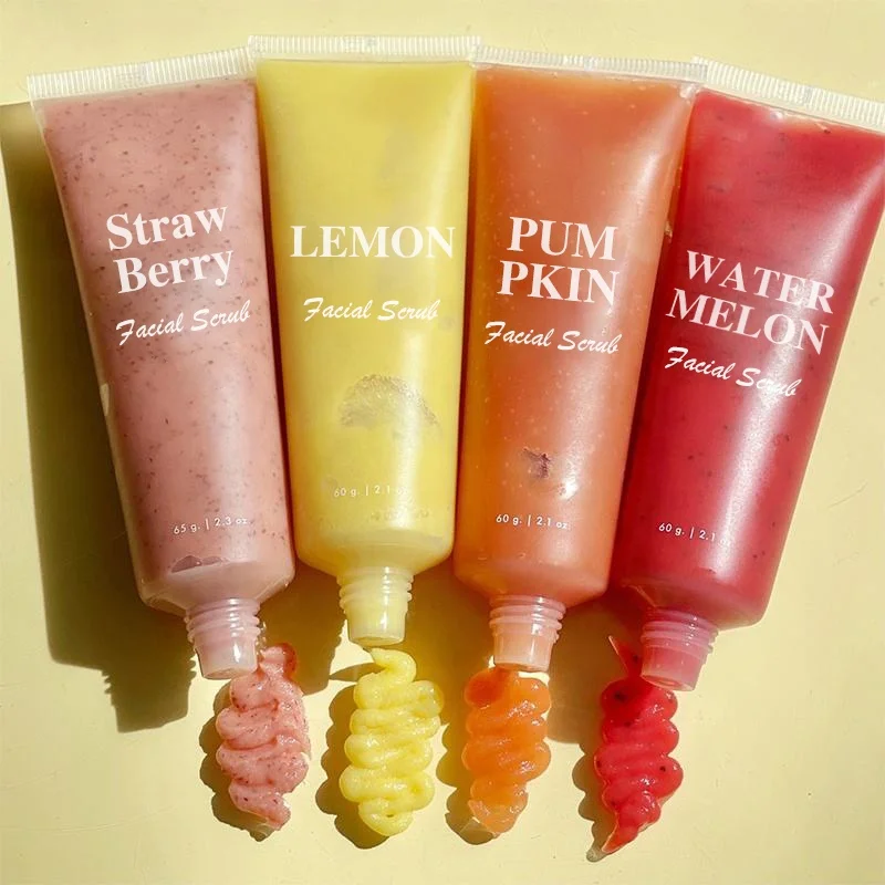 private label remove dead skin whitening moisturizing facial scrub exfoliator organic fruit lemon turmeric facial scrub cream