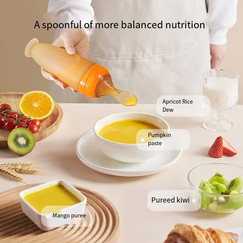 Top quality orange and curry coloured baby feeding spoon, made of safe material for babies