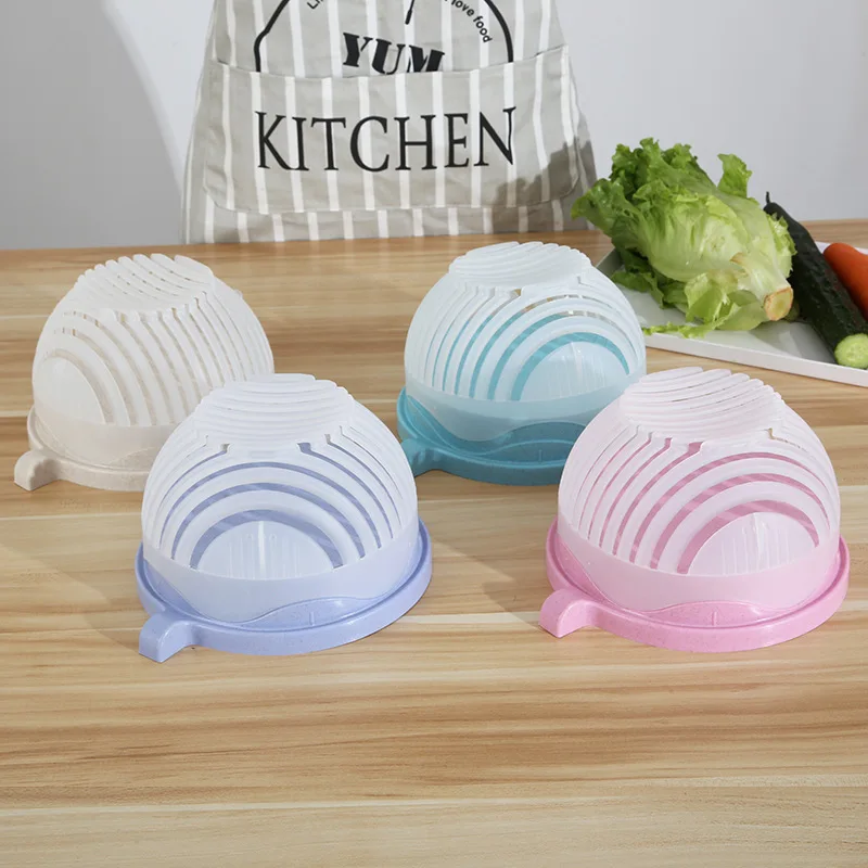 Factory Wholesale 3 In1 Creative Salad Cutter Bowl Fruit Chopper Vegetable Slicers Salad Maker Cutter Bowl