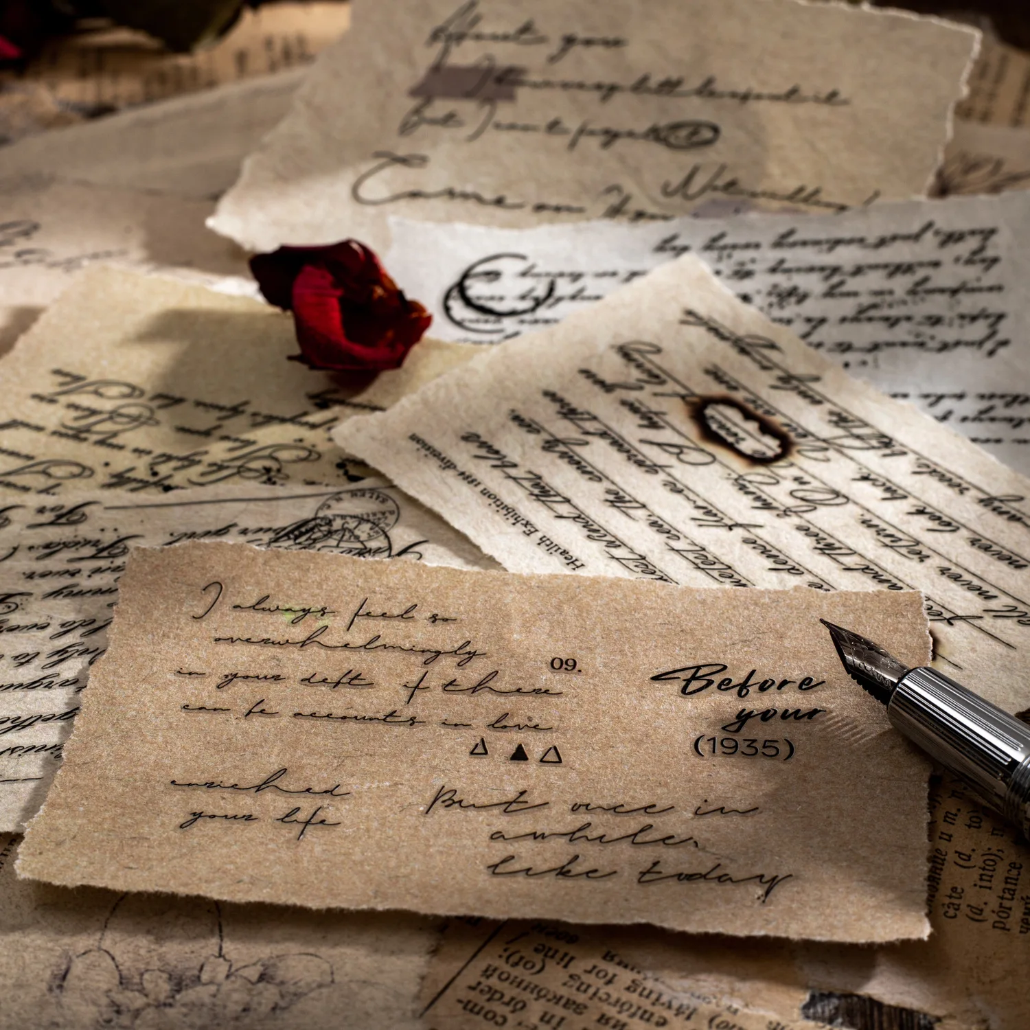 2 sheets/pack, transfer and paste one page of love letters, series of English handbags, versatile decorative materials, 6 styles