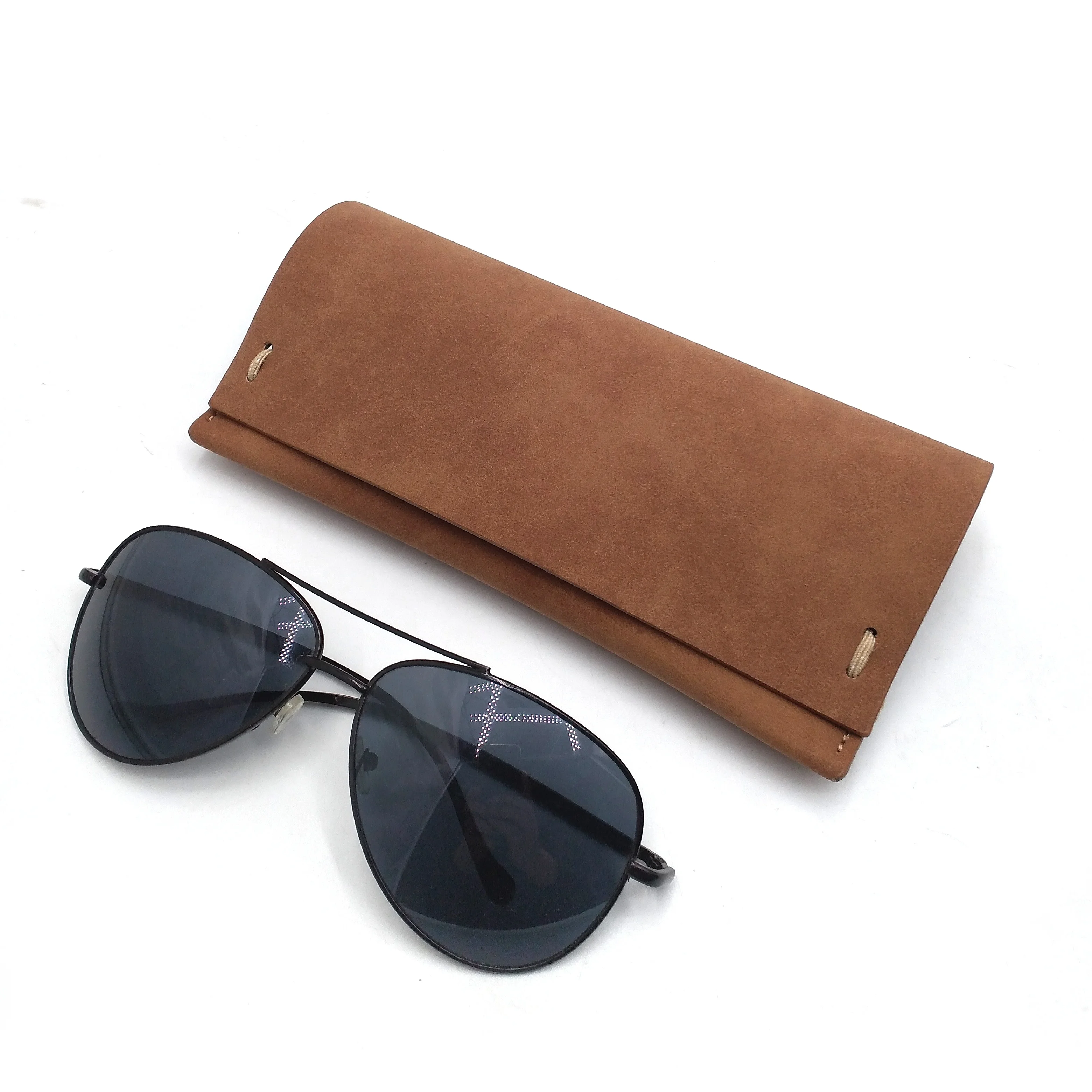 High Quality Luxury Custom Brown PU Leather Eyeglasses Case Soft Sunglasses Organizer  Travel Eyewear Case Bag