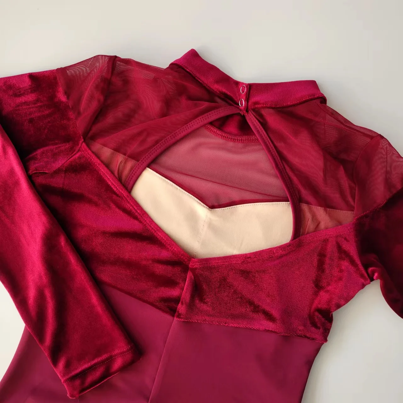2024 new trendy hot sales royal red velvet women girls long sleeves high neck dance ballet leotards
