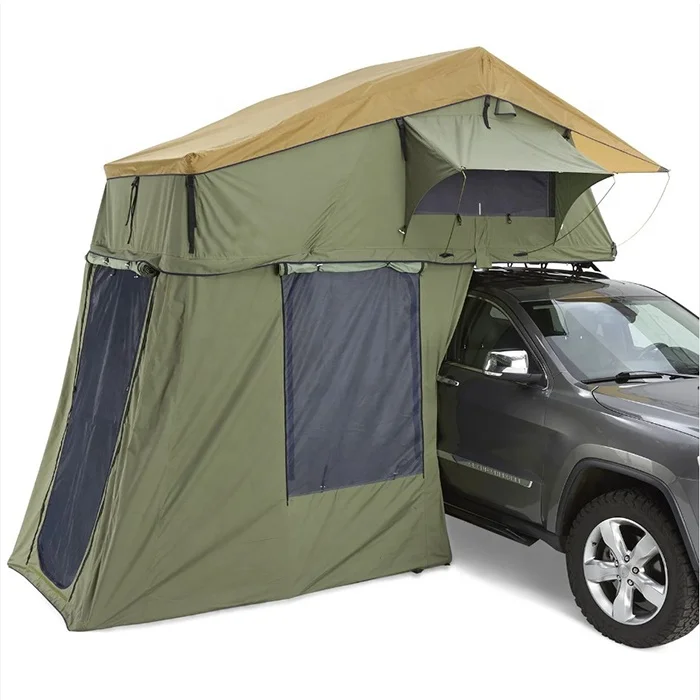 Light green canvas material 4x4 off road camping trailer tent
