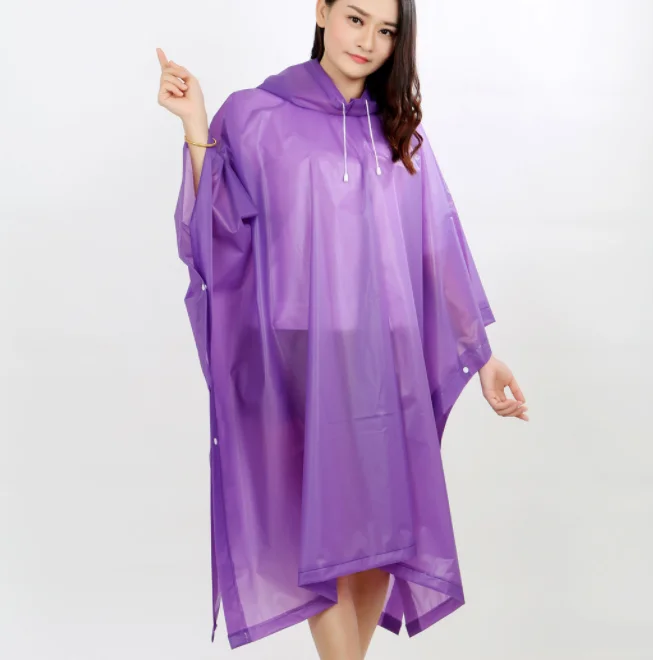 Eco-friendly Waterproof Hooded Reusable Outdoor Eva Lightweight Raincoat Poncho Rain Coat